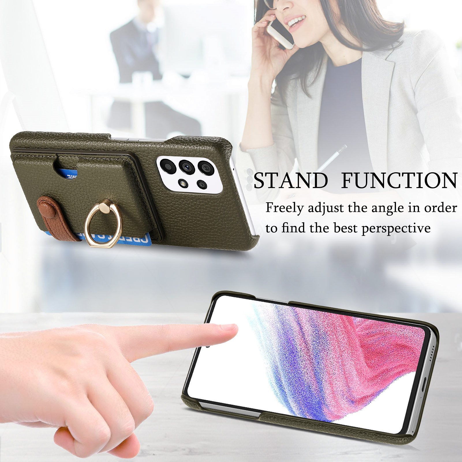 Case Wallet For Samsung Galaxy S24 S23 S22 Ultra with Credit Card Holder Finger grip Leather mobile phone cases