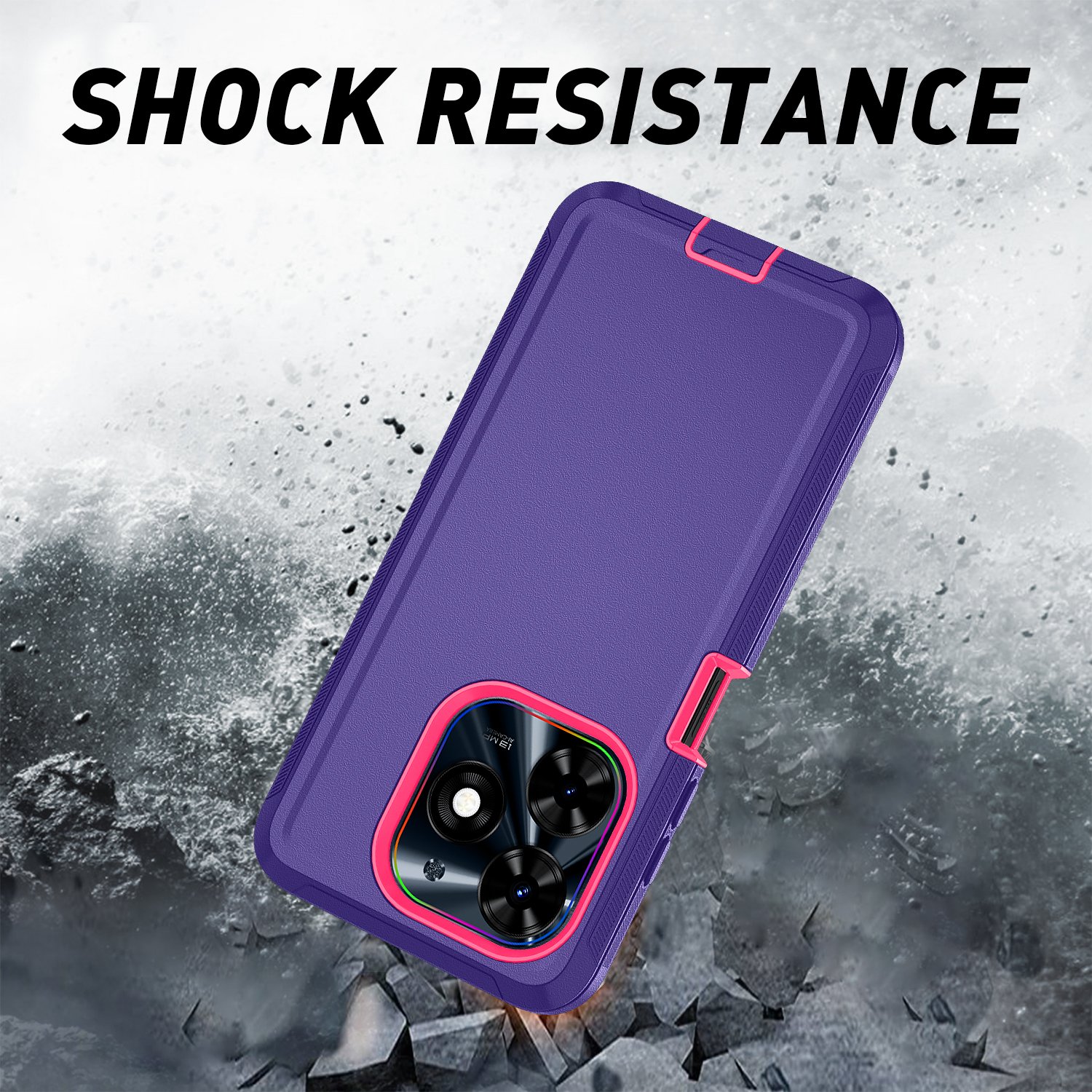 3 In 1 Defender Holster Screen Protector Mobile Phone Cases For Tecno Spark Go 2024 For REVVL 7 5G Heavy Shockproof Back Cover