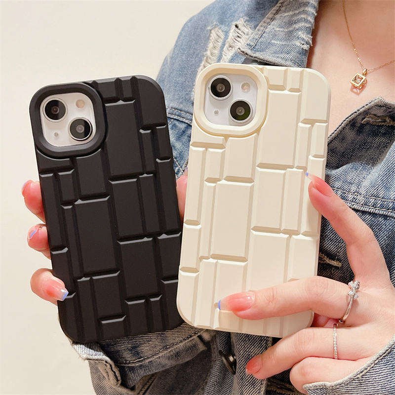 Hot sale Square Lattice Tpu Soft Cell Mobile Phone Case For Iphone16pro 15 ProMax Phone Case 13/14