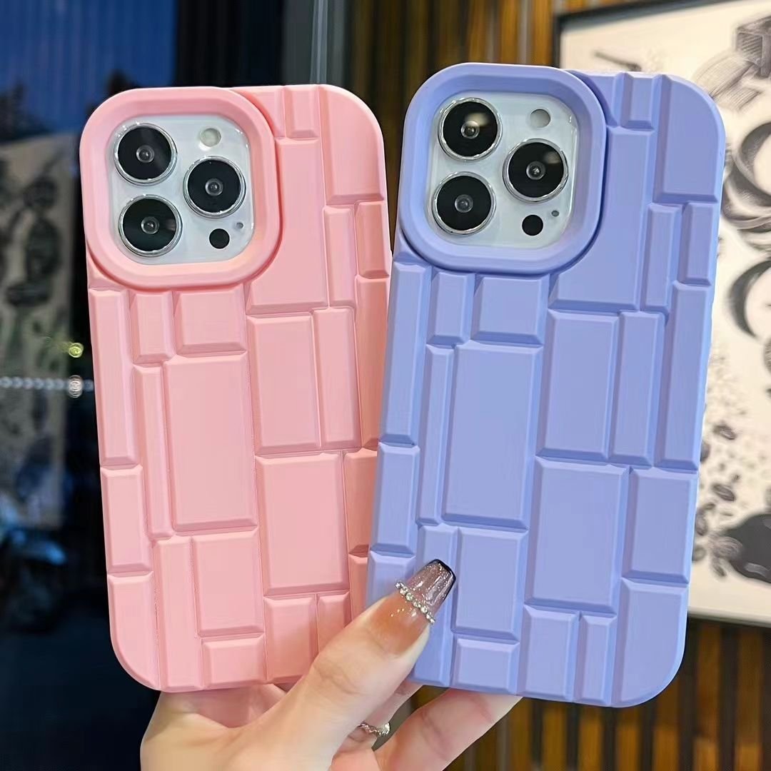 Hot sale Square Lattice Tpu Soft Cell Mobile Phone Case For Iphone16pro 15 ProMax Phone Case 13/14