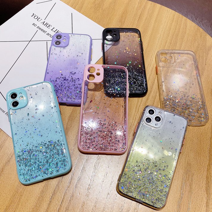 Camera Protect Bling TPU PC Cases For Xiaomi 10 Lite NOTE10 Lite Redmi NOTE 8 9 Pro Max 9A 9C Drop Gluing Gold Foil Star Cover