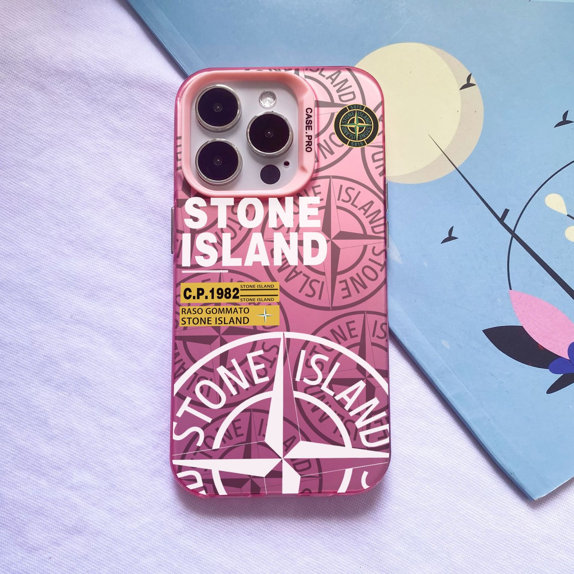 IMD Personalized Trend Stone Island Mobile Phone Case for iPhone 11 12 13 14 15 ProMax XR XSMax Accessories - Silver Color