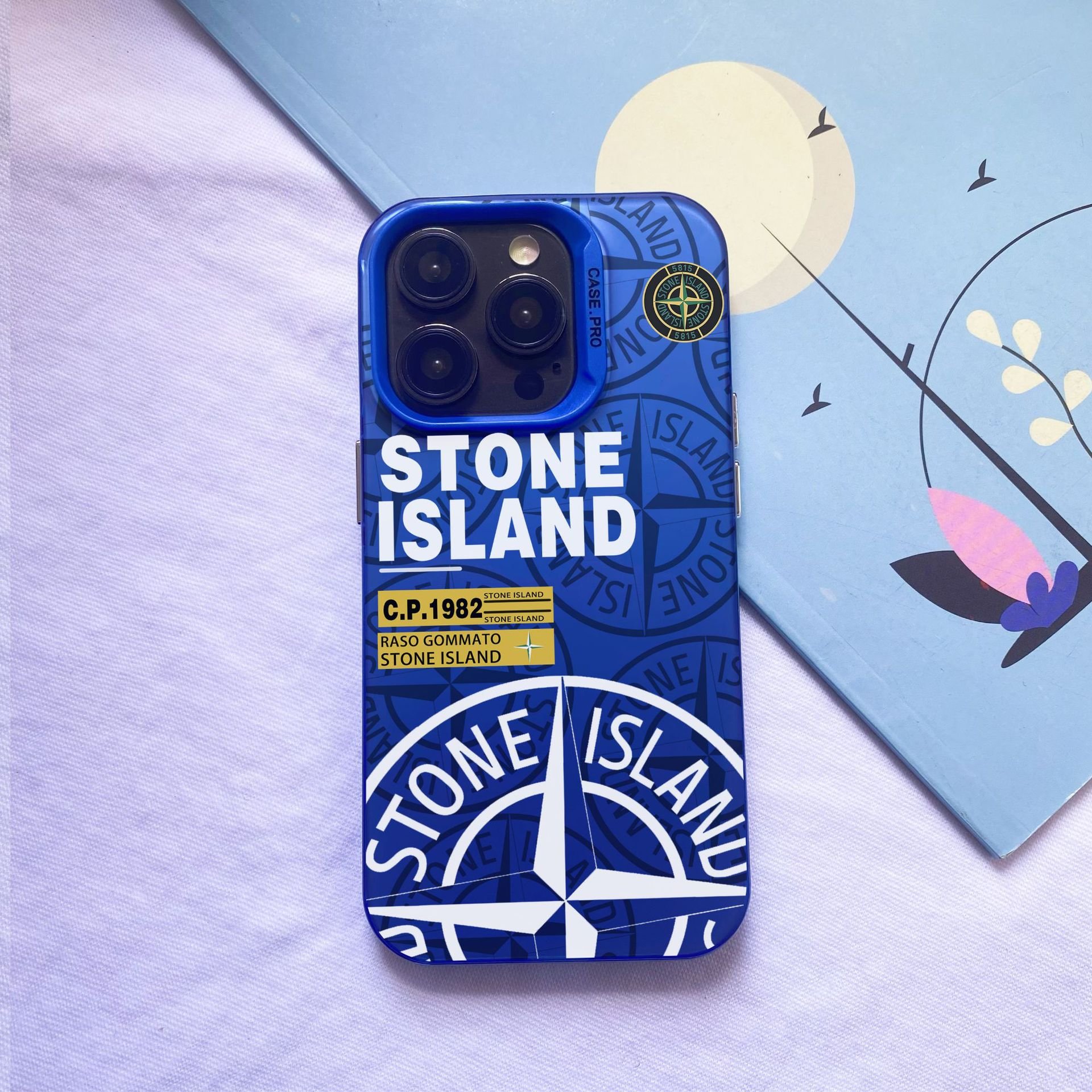 IMD Personalized Trend Stone Island Mobile Phone Case for iPhone 11 12 13 14 15 ProMax XR XSMax Accessories - Silver Color
