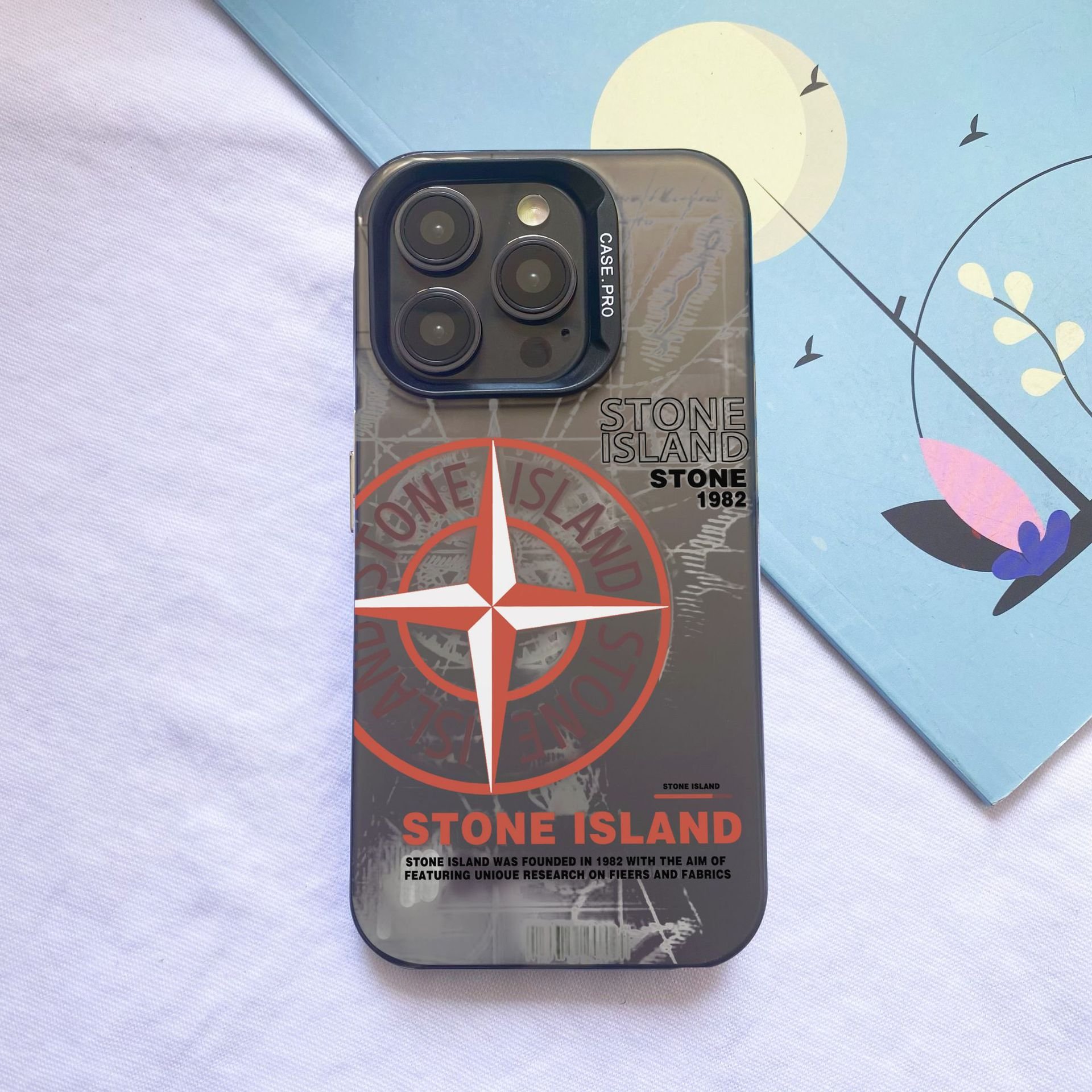 IMD Personalized Trend Stone Island Mobile Phone Case for iPhone 11 12 13 14 15 ProMax XR XSMax Accessories - Silver Color