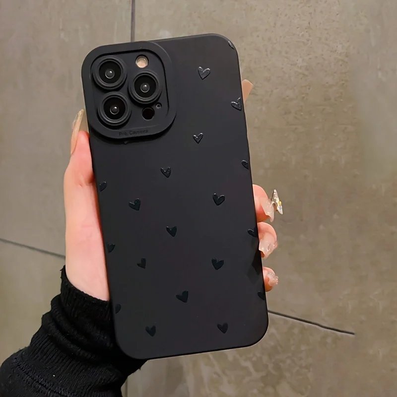 Black Heart Phone Case For IPhone 14 13 11 15 Pro Max 12 Mini XS XR X 8 7 Plus SE 2022 14Pro 13Pro Matte Soft Cover