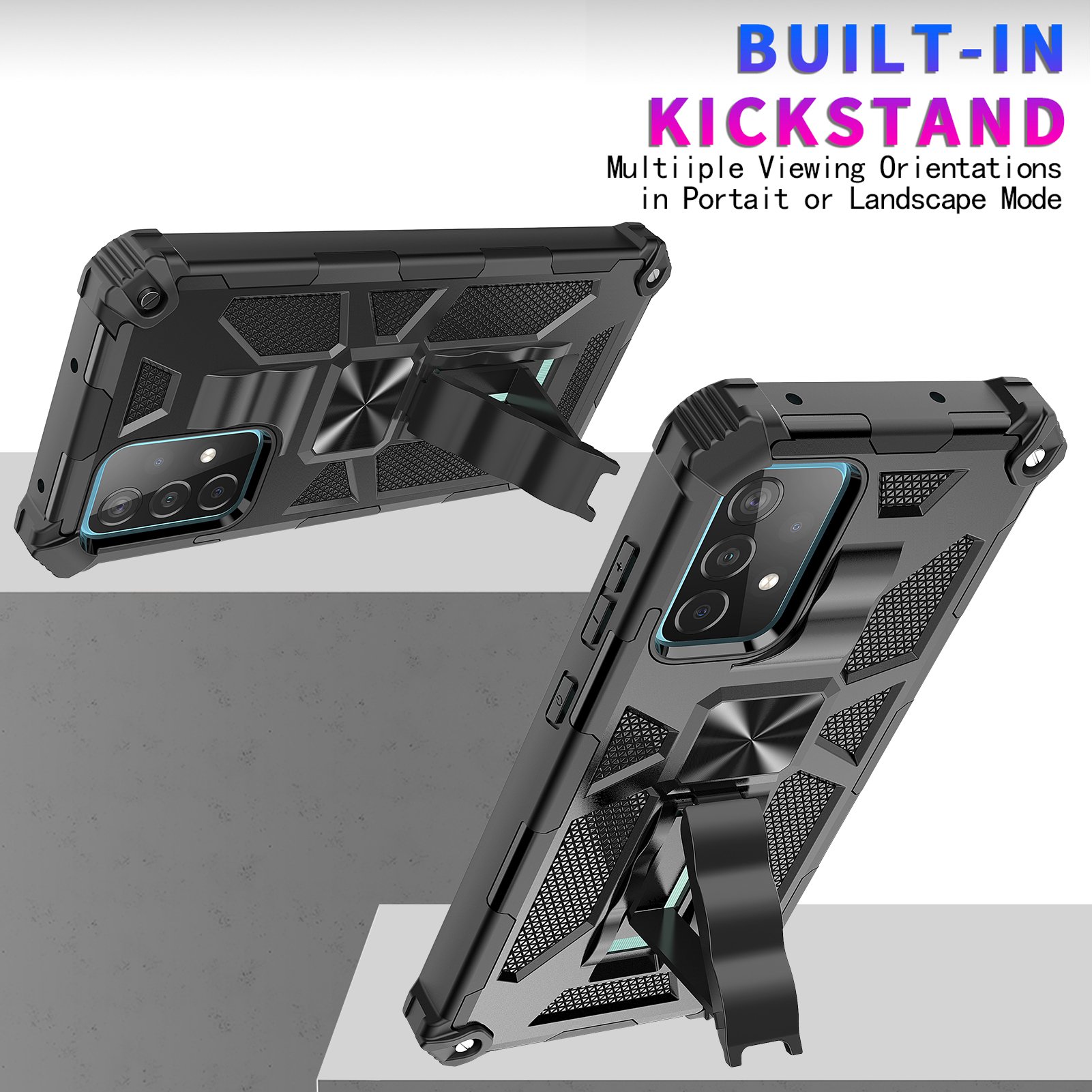Phone Case For Samsung Galaxy A15 A25 A35 A55 5G Built in Kickstand Heavy Duty Shockproof Protective Back Phone Cover