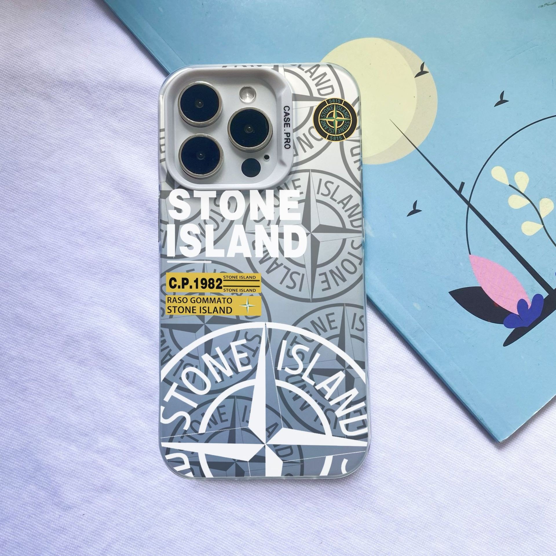 Stone Island PC label color silver IMD wholesale mobile phone case for iphone11 12 13 14 15 16 pro/max