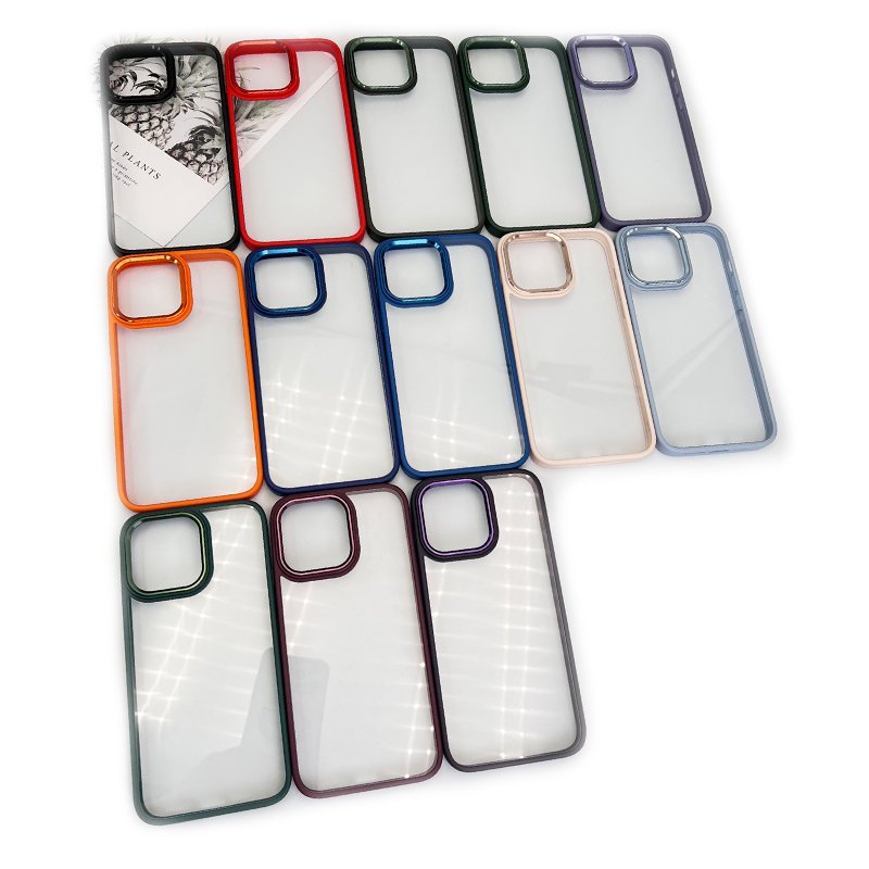 High Quality Classic High Translucent TPU Metal Frame Cell Phone Cases For Iphone 16 15 14 13 12 Pro Max Plus