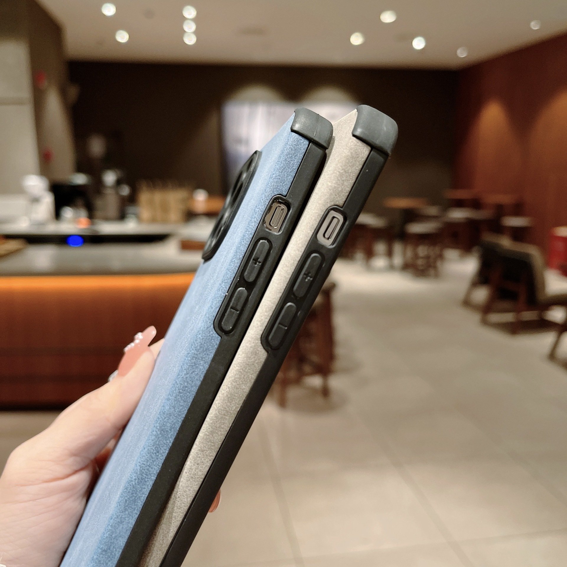 Kid Skin Frosted Imitation Leather Cases For iPhone 16 15 14 13 12 11 Pro Max Fine Hole Four Corners Anti-fall Soft Case
