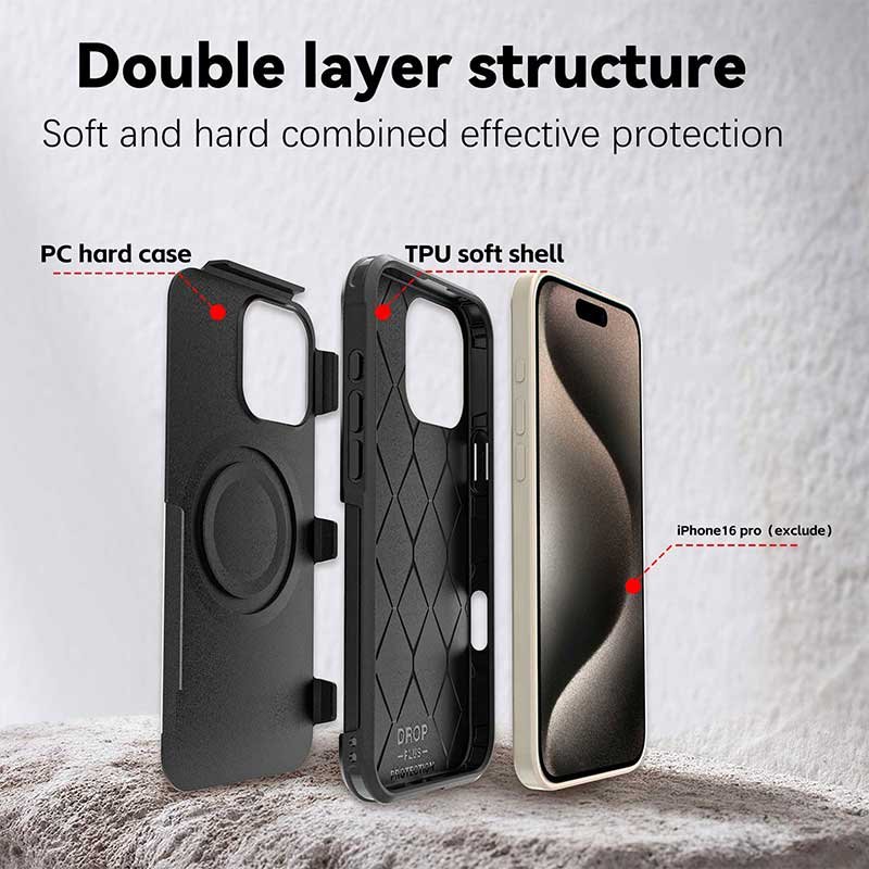 For iPhone 16 Pro Max Magnetic Charging Shockproof Case, Heavy Duty Drop Protection Armor Cover for iPhone 16 Pro Max 6.9 inch