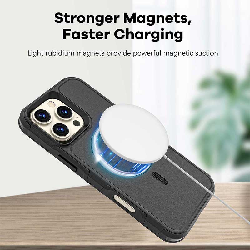 For iPhone 16 Pro Max Magnetic Charging Shockproof Case, Heavy Duty Drop Protection Armor Cover for iPhone 16 Pro Max 6.9 inch