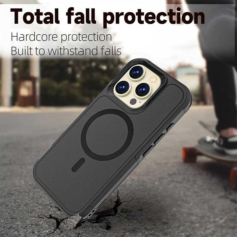For iPhone 16 Pro Max Magnetic Charging Shockproof Case, Heavy Duty Drop Protection Armor Cover for iPhone 16 Pro Max 6.9 inch