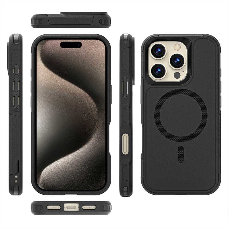 For iPhone 16 Pro Max Magnetic Charging Shockproof Case, Heavy Duty Drop Protection Armor Cover for iPhone 16 Pro Max 6.9 inch