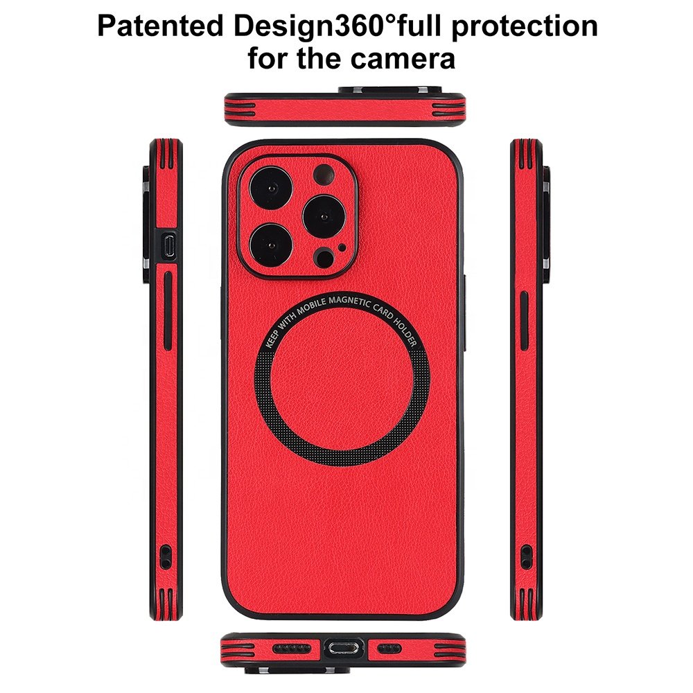 New Arrival Pu Leather Mobile Phone Case Wireless Charging Phone Case for iphone 14 14 pro max Magnetic Phone Case