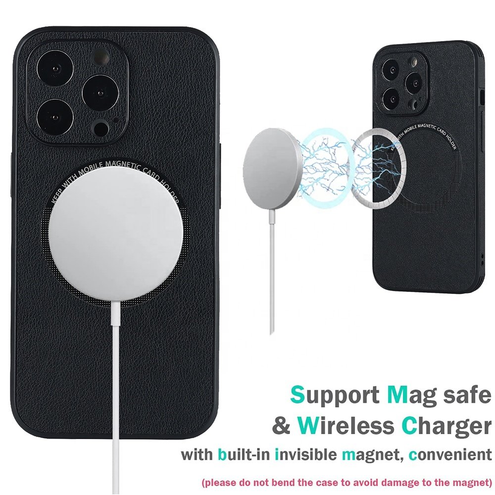 New Arrival Pu Leather Mobile Phone Case Wireless Charging Phone Case for iphone 14 14 pro max Magnetic Phone Case