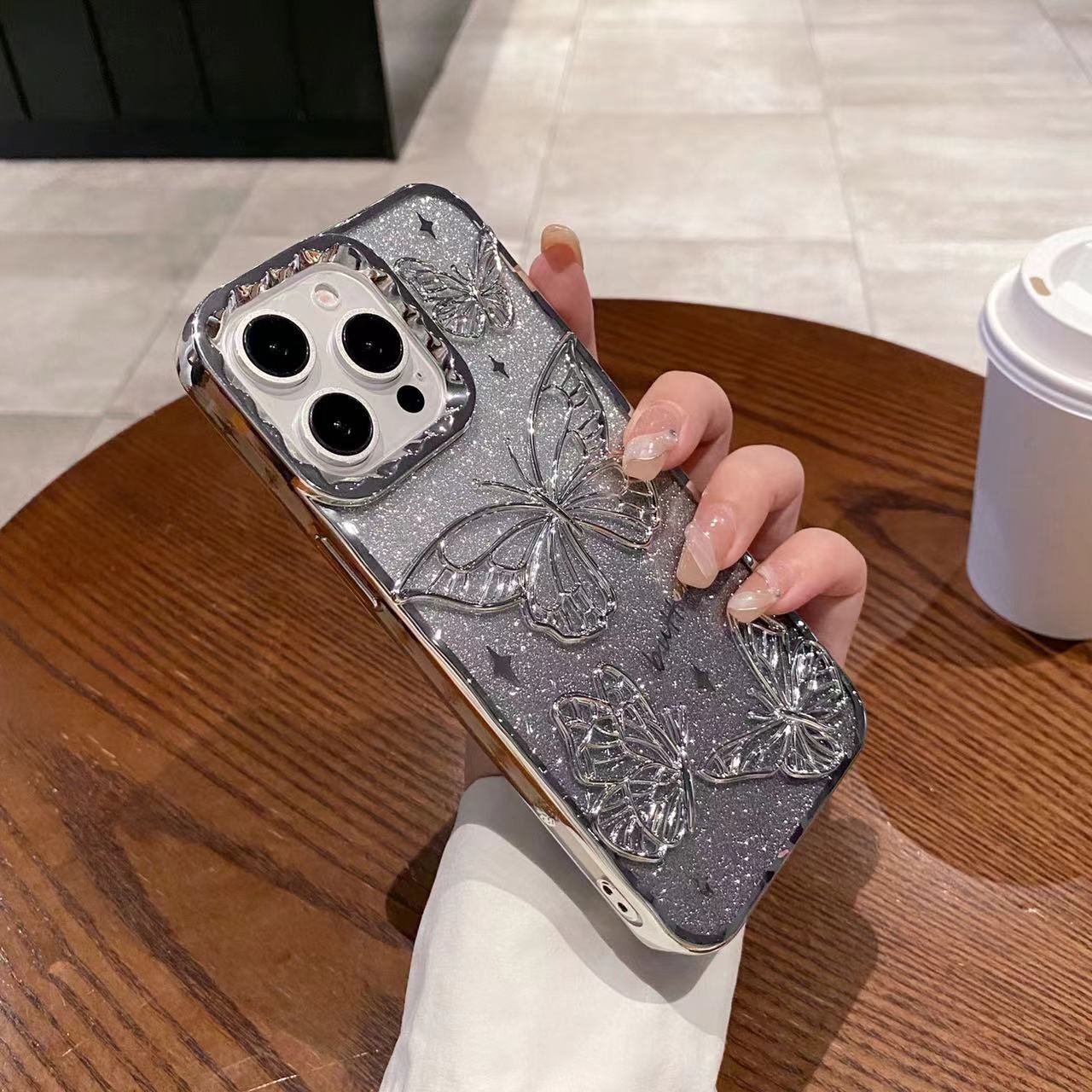 High Quality Phone Case Glitter Butterfly Pattern Bling Mobile Cover For Iphone 15 14 13 12 11 Pro