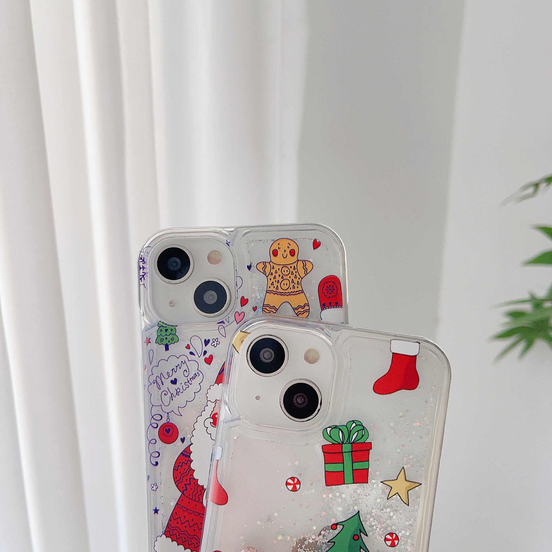 Christmas Liquid Glitter mobile phone cases for iphones 15 pro max 14/13/12/11 with Santa Design