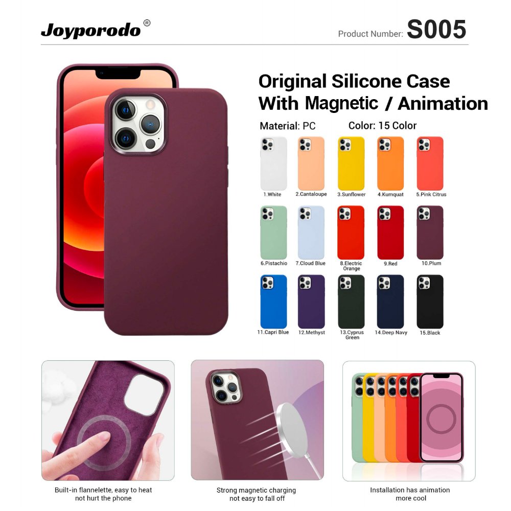 Original Silicone Case for iPhone 12 13 14 15 Pro Max with Magnetic Animation Logo wholesale Phone for iPhone 15 Pro Max