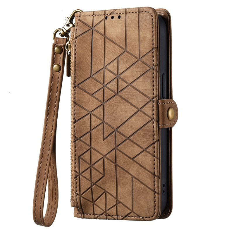 Geometry design wallet case for Samsung Galaxy S24/S24 Ultra, For Galaxy A25 Zipper Flip case with lanyard
