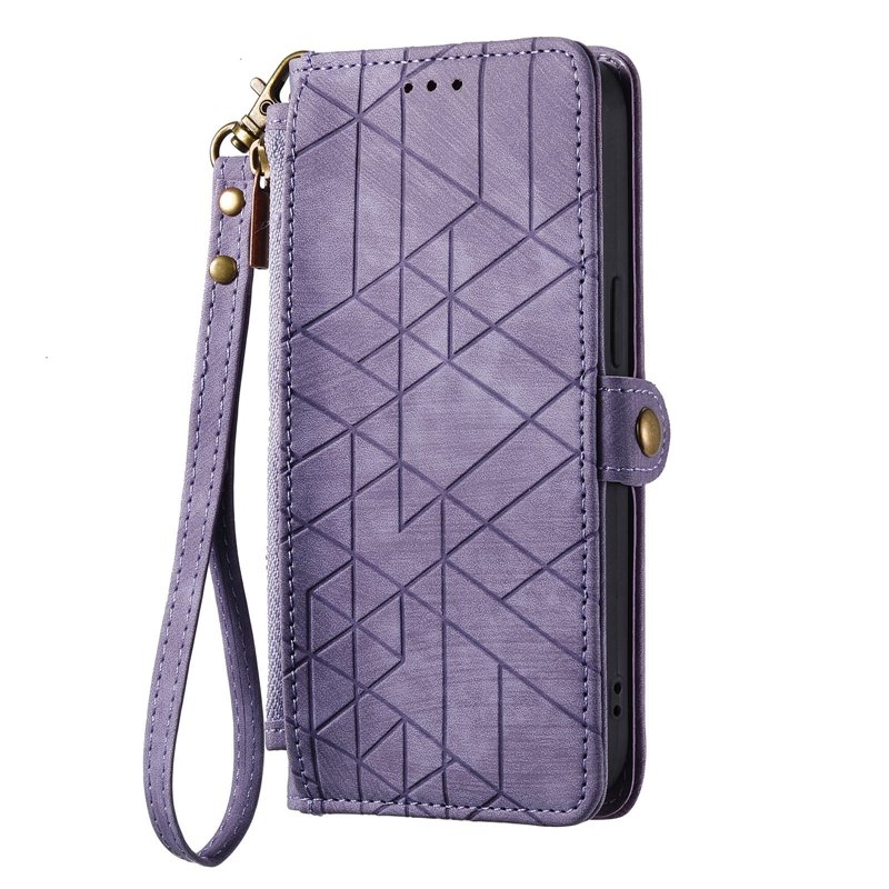 Geometry design wallet case for Samsung Galaxy S24/S24 Ultra, For Galaxy A25 Zipper Flip case with lanyard