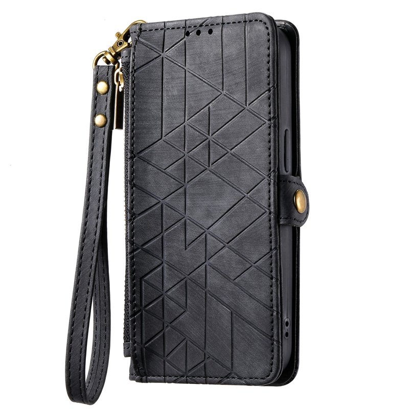 Geometry design wallet case for Samsung Galaxy S24/S24 Ultra, For Galaxy A25 Zipper Flip case with lanyard