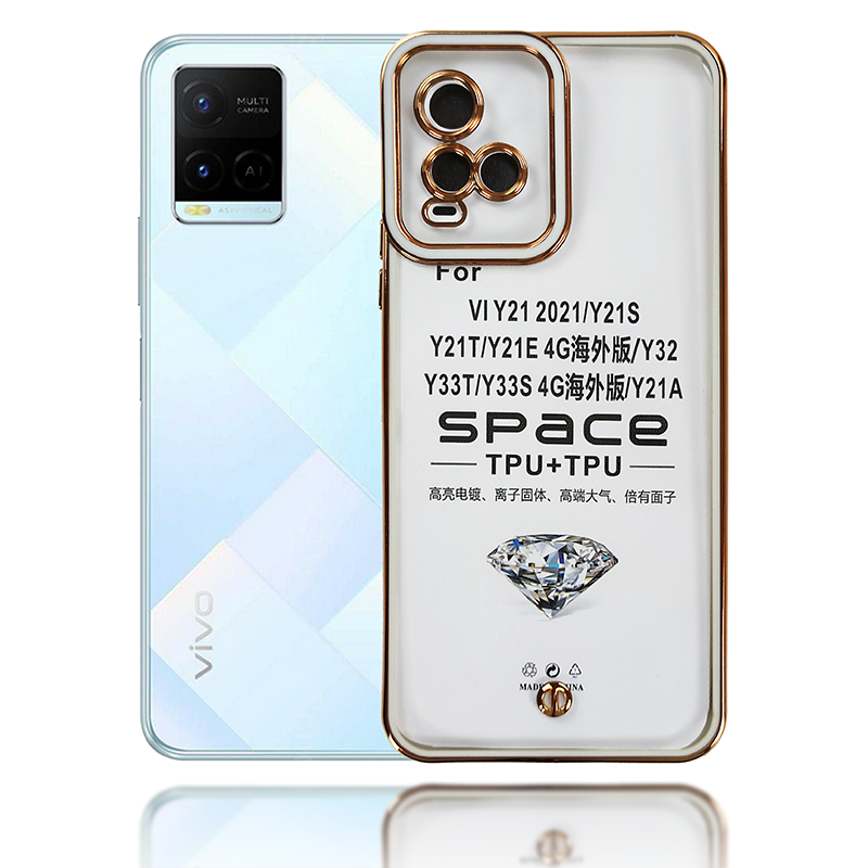 Custom Wholesale four-corner protective anti-Scratch armor shockproof Non-yellowing mobile phone case for vivo Y21