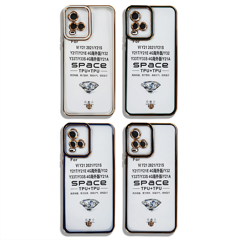 Custom Wholesale four-corner protective anti-Scratch armor shockproof Non-yellowing mobile phone case for vivo Y21