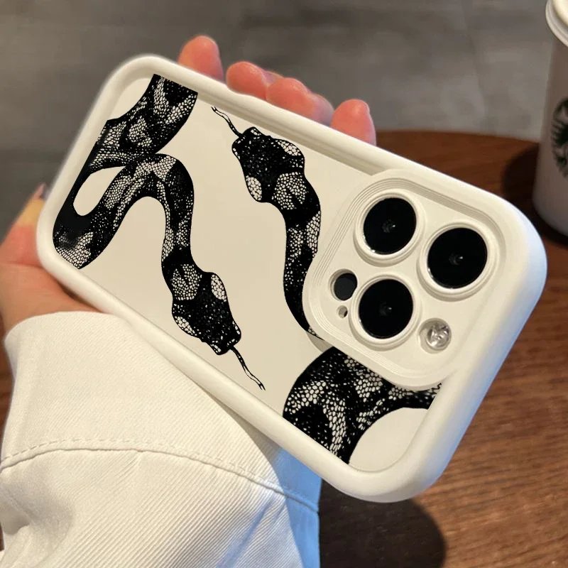 Cute Doodle Funny Snake Phone Case For Xiaomi Mi 14 13 12 11 Lite 4G 5G 12T 13T Pro Poco X5 F5 Pro Matte Soft Silicone Cover