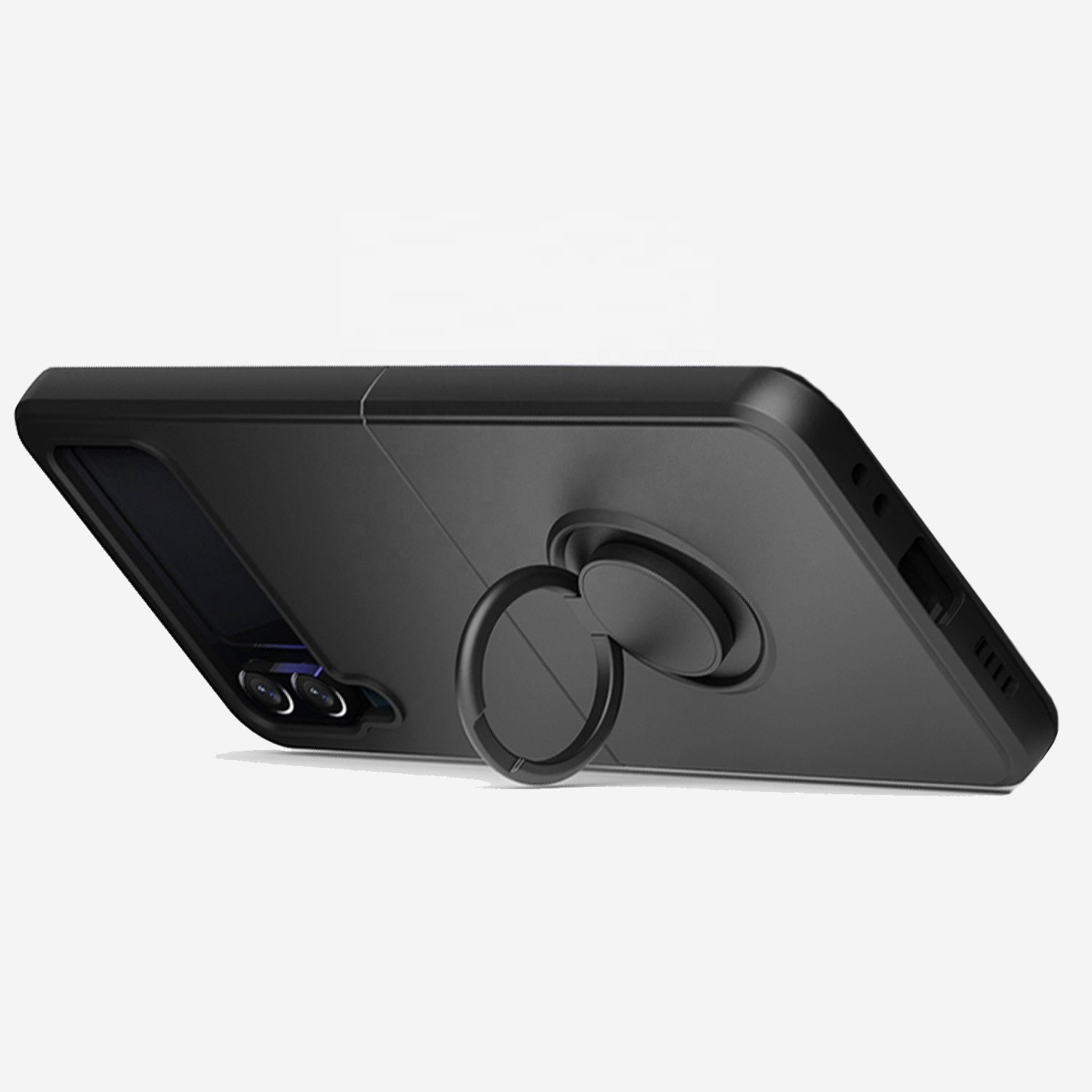 Silicone Touch For Samsung Z Flip3 Z Flip4 Z Flip5 Z Flip6 TPU Phone Cover With Bracket Finger Ring Solid Color Soft Case