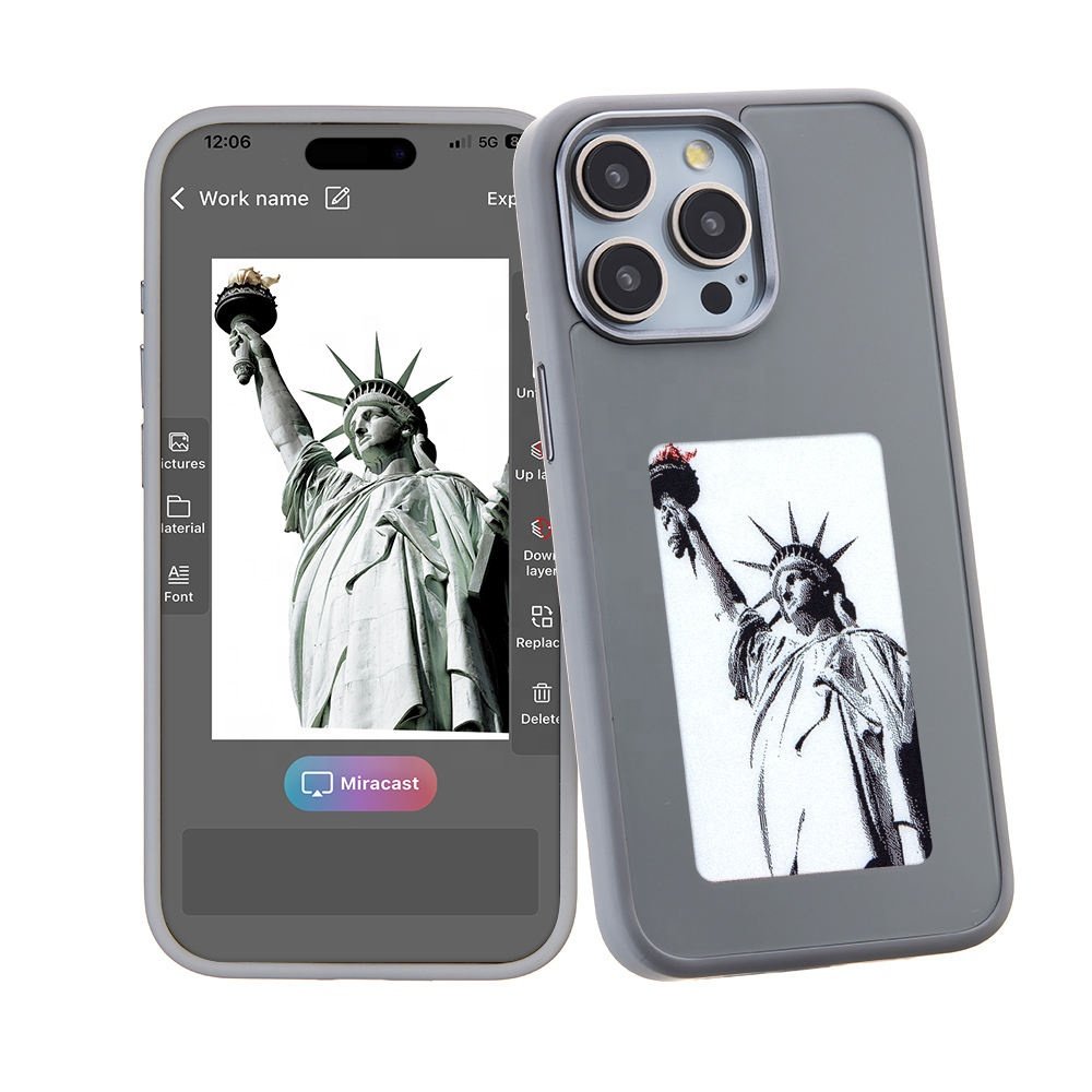 Custom Luxury I Eink E Ink Cell Nfc Phone Fundas Para Coque Funda De Telefono Telefon Kilifi Case For Iphone 13 14 15 16 Pro Max