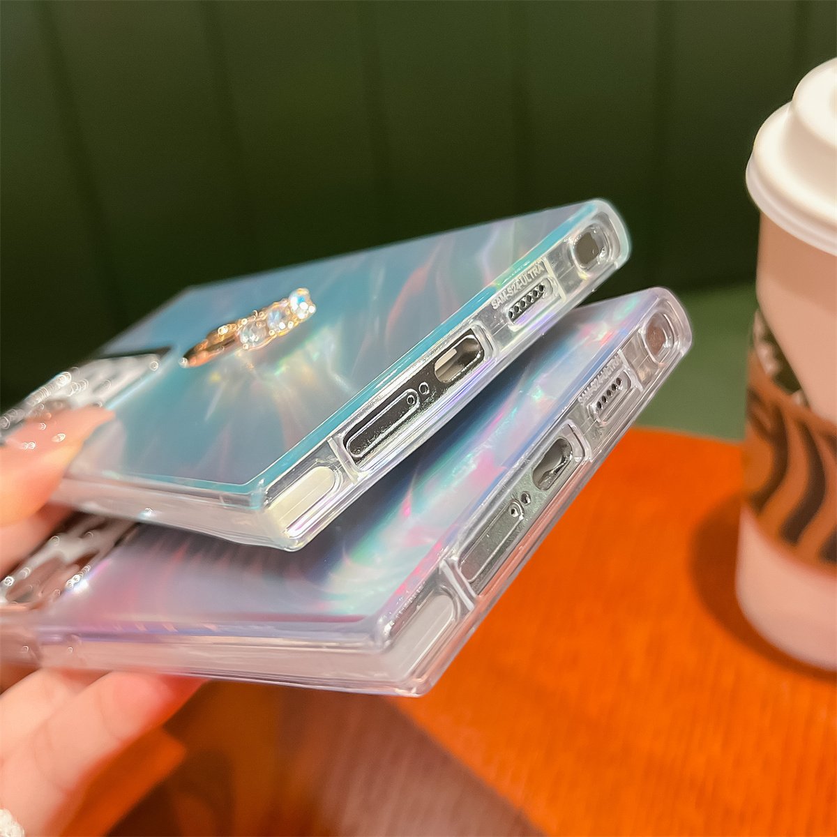 Imd Gradient Matte Soft Cover With Diamond Ring Holder Phone Case For Samsung Galaxy S24 S23 Ultra A15 A25 A35 A55 A54 A14 A34
