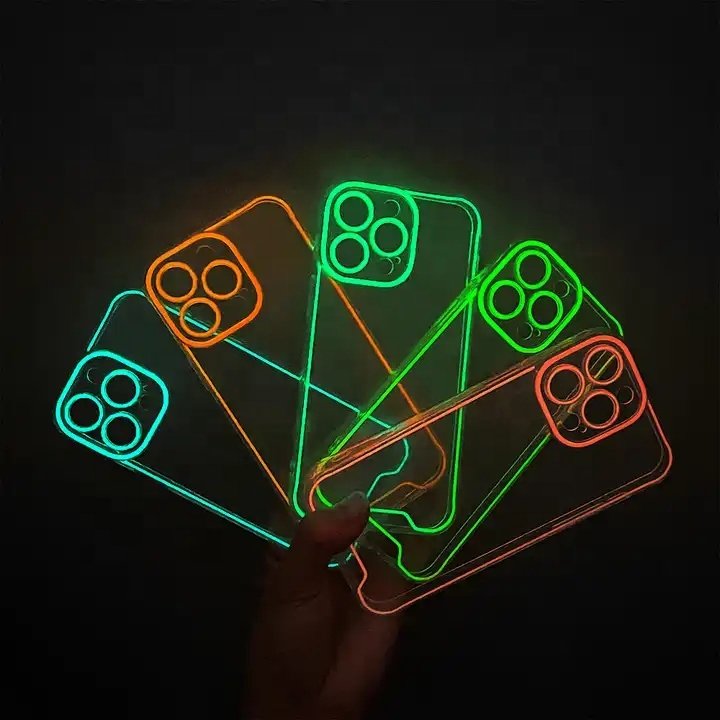 Glow Luminous Night Fluorescent Neon Glowing Mobile Phone Soft Silicone Back Cover cases For iPhone 14 13 12 11 Pro Max XS XR