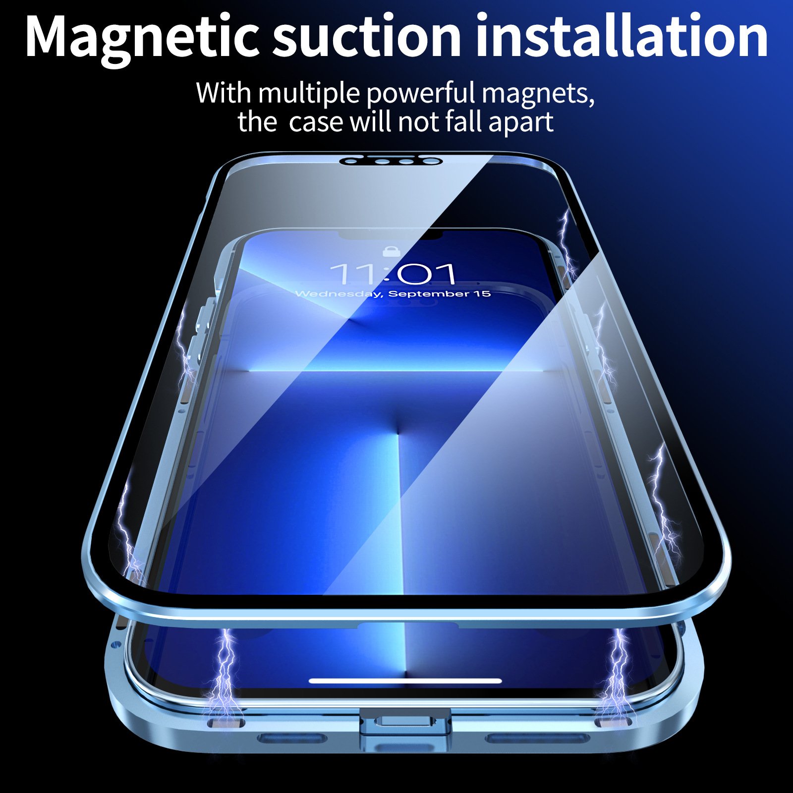 HD Clear Double Sided Glass Magnetic Metal Bumper Screen Protective Case For iPhone 16 15 14 13 12 11 Pro Max