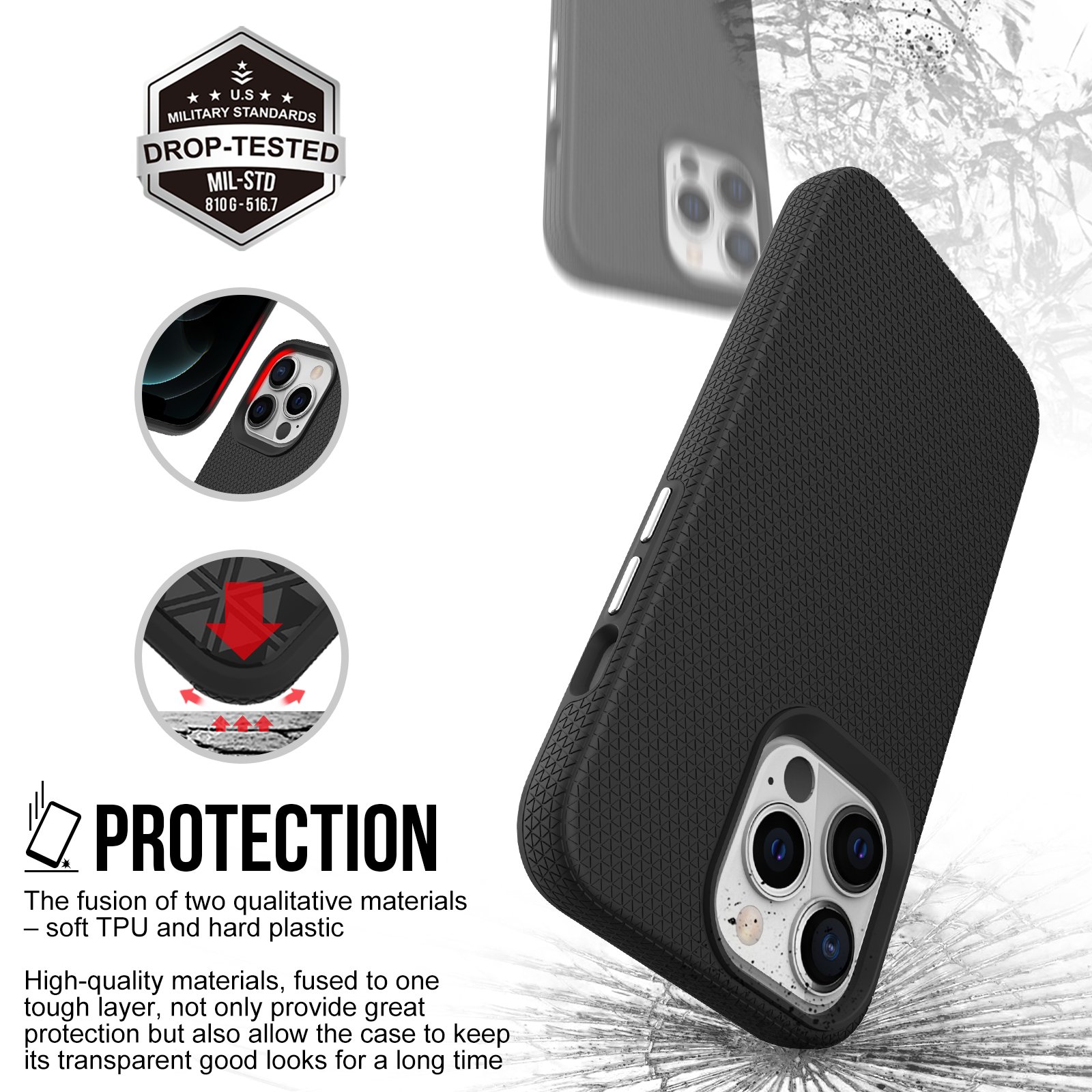 2021 For iPhone 13 Pro Max Premium 2in1 Tpu PC Shockproof Cover Anti Slip Mobile Phone Case for iPhone 13 mini