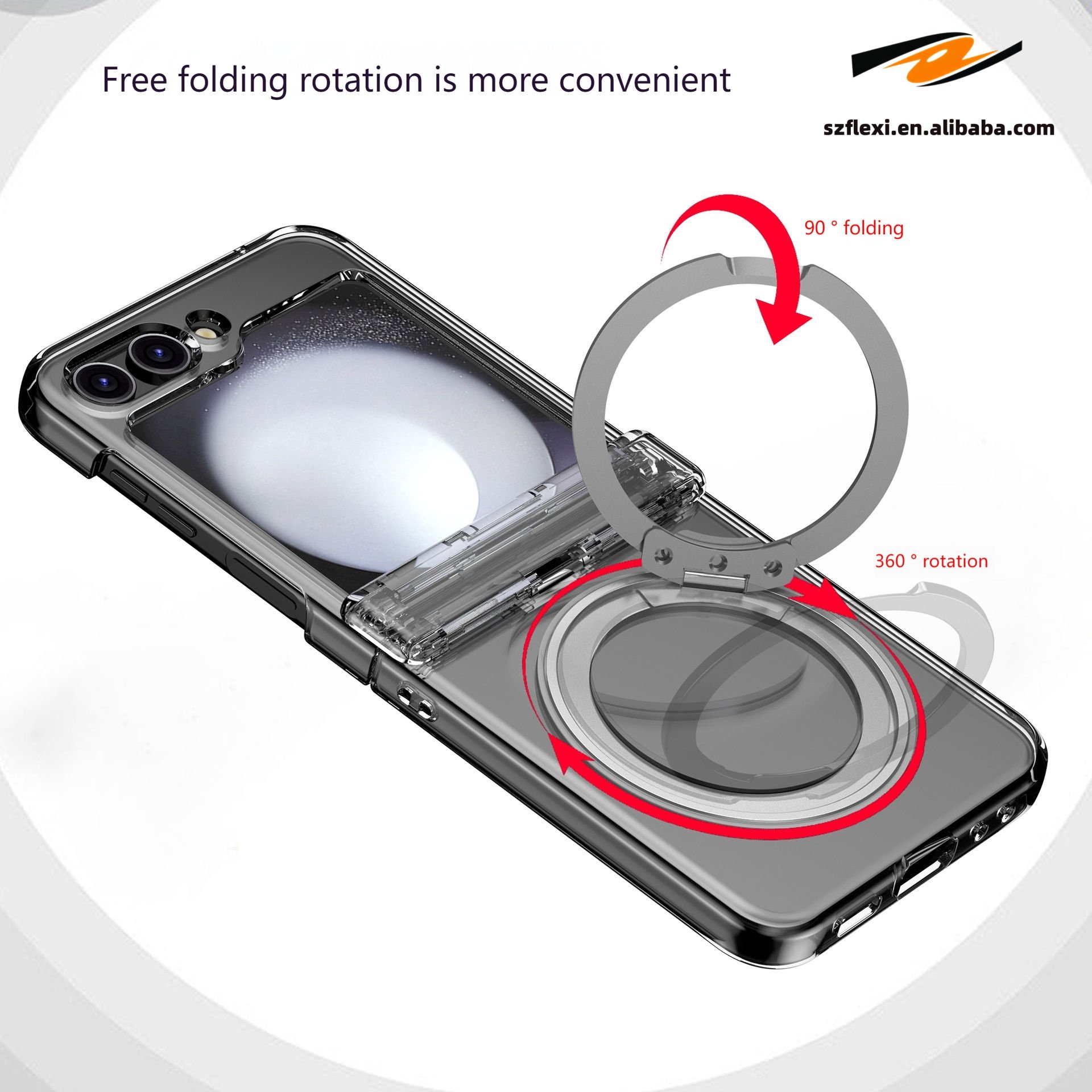 360 Ring Rotating Holder Phone Case For Samsung Galaxy Z Flip 5 6 Magnetic Wireless Charge TPU+PC Phone Cover