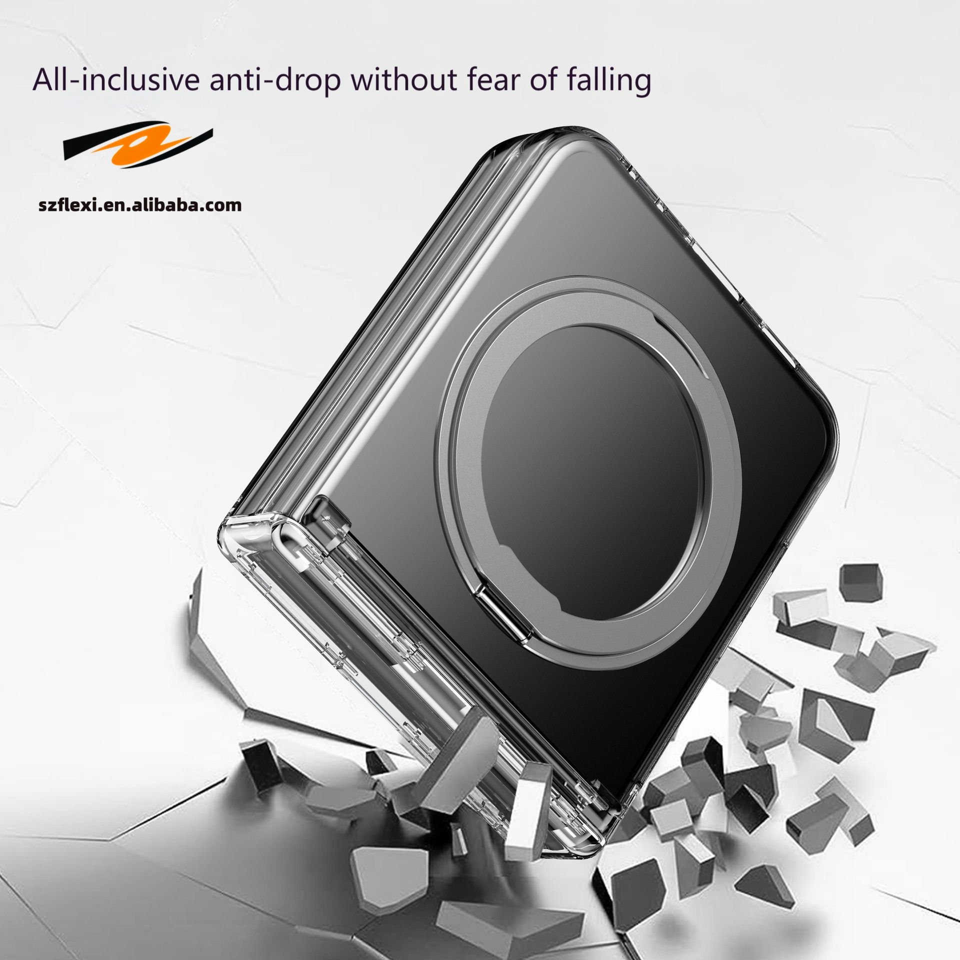 360 Ring Rotating Holder Phone Case For Samsung Galaxy Z Flip 5 6 Magnetic Wireless Charge TPU+PC Phone Cover