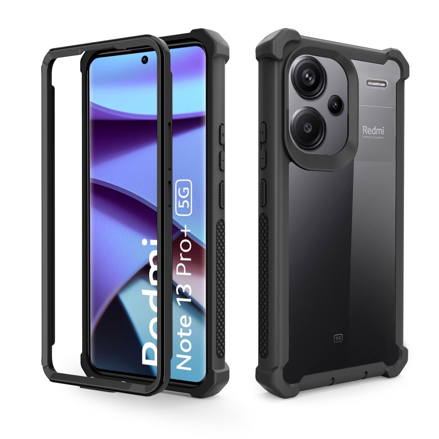 For Xiaomi REDMI NOTE13 PRO PLUS, a colorful combo shockproof bumper cover with a clear, transparent, heavy-duty phone case