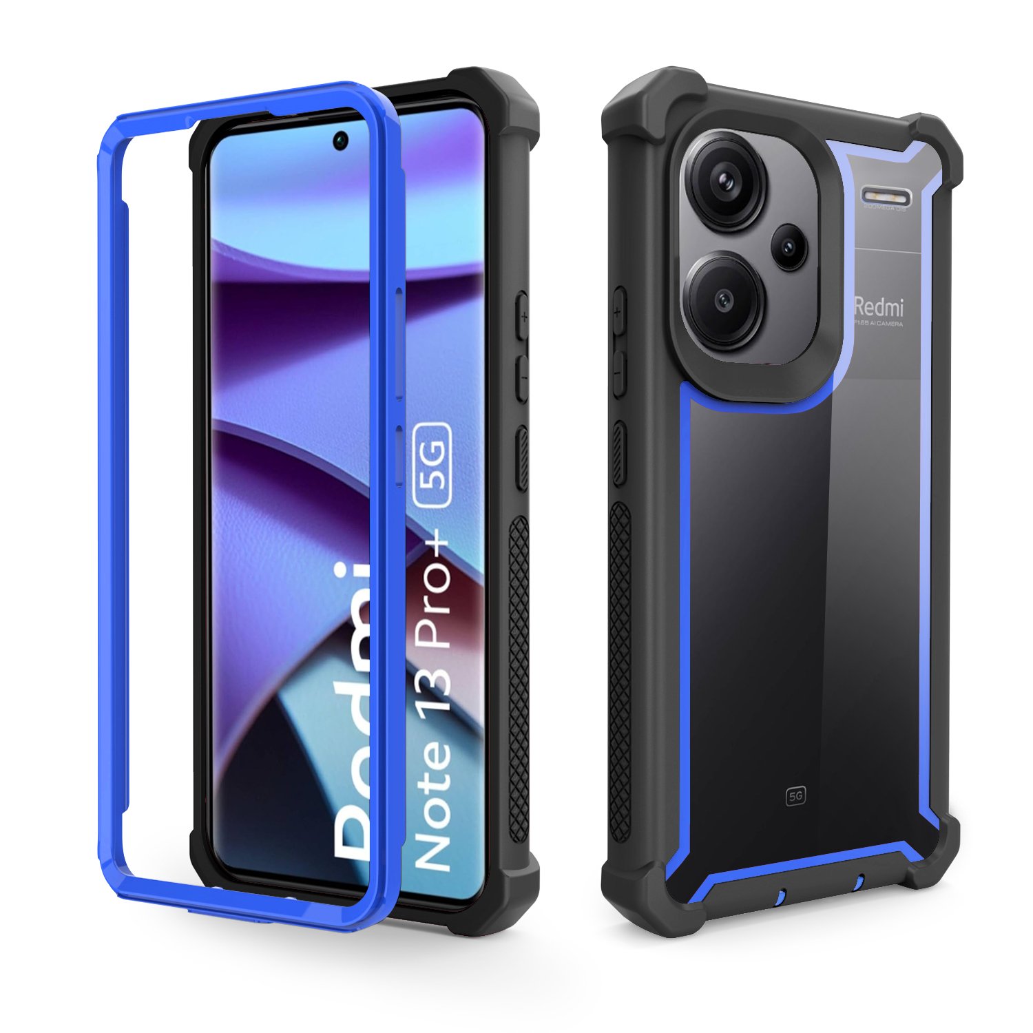 For Xiaomi REDMI NOTE13 PRO PLUS, a colorful combo shockproof bumper cover with a clear, transparent, heavy-duty phone case