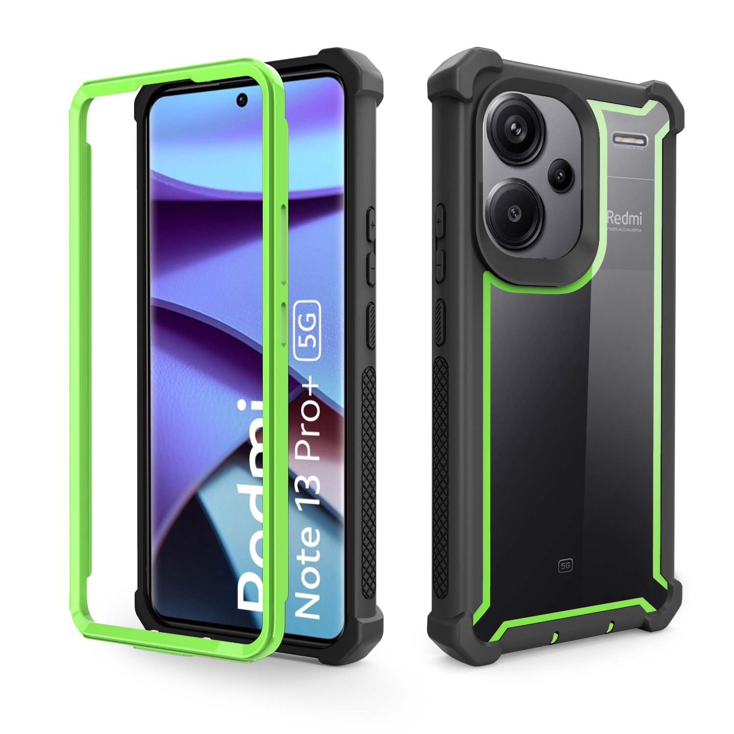 For Xiaomi REDMI NOTE13 PRO PLUS, a colorful combo shockproof bumper cover with a clear, transparent, heavy-duty phone case