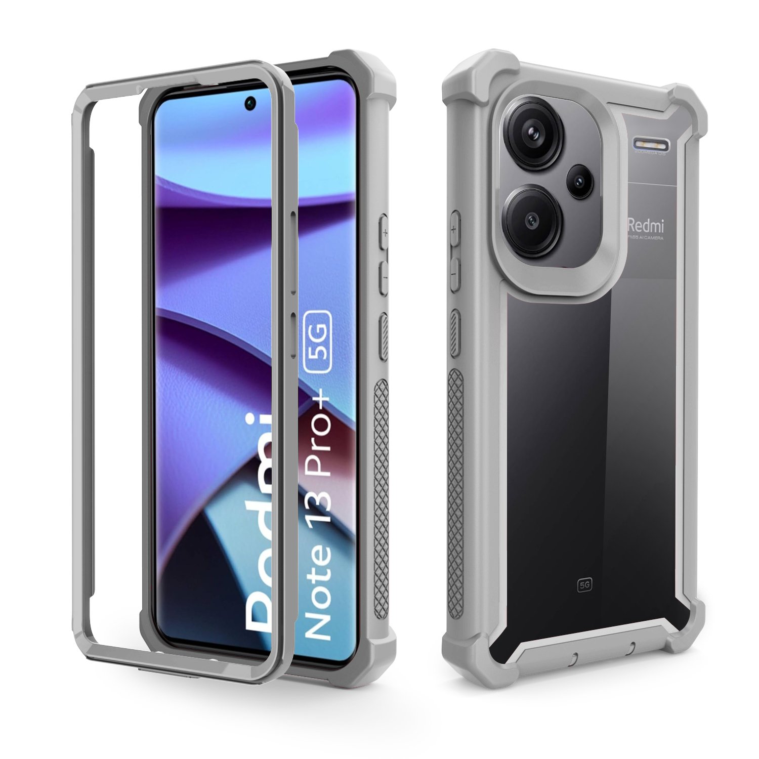 For Xiaomi REDMI NOTE13 PRO PLUS, a colorful combo shockproof bumper cover with a clear, transparent, heavy-duty phone case