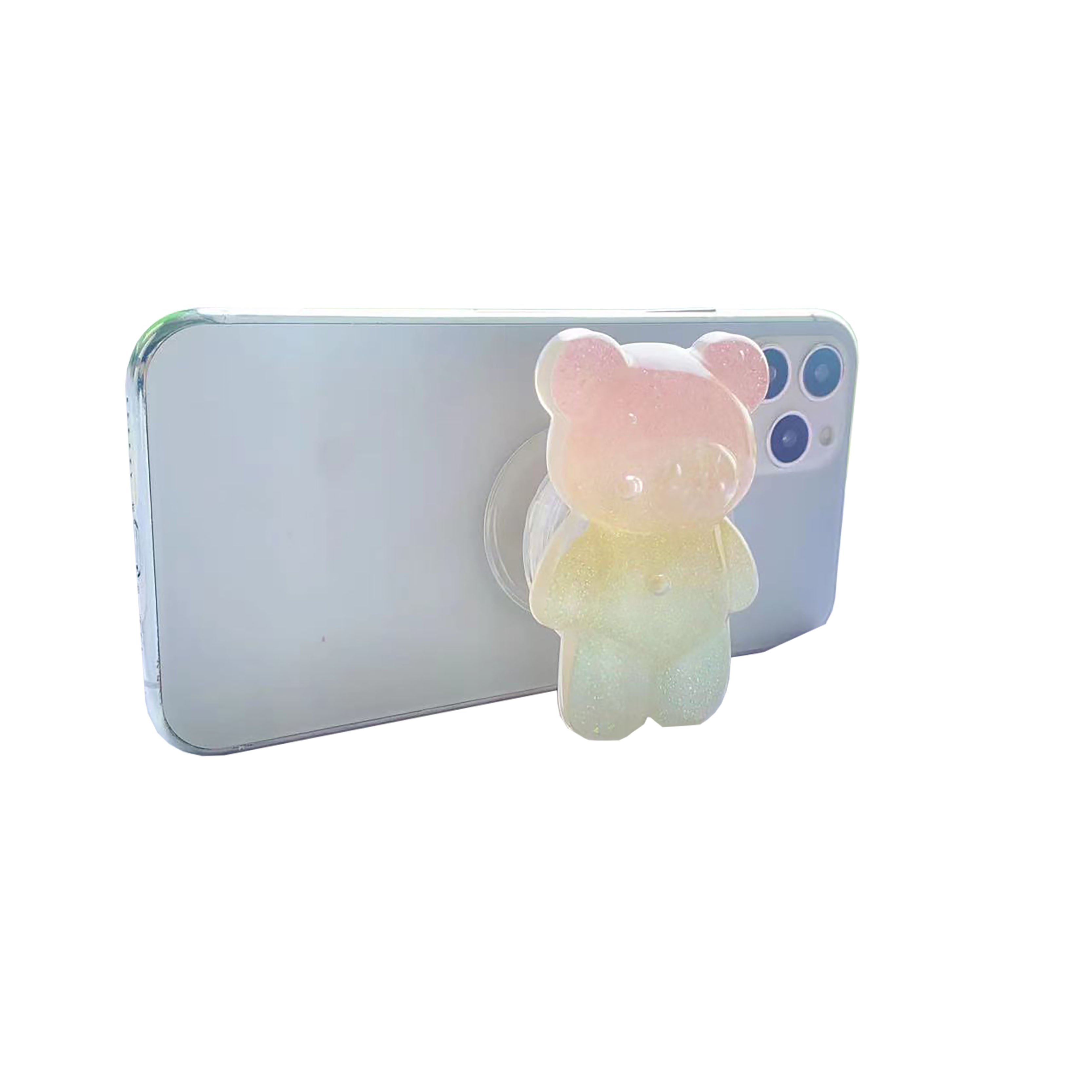 Colorful 3D Cute Cartoon glitter Folding Bear Shaped Stand bear Adjustable Care Desk Mobile Cell Phone Bracket Grip Stand Holder