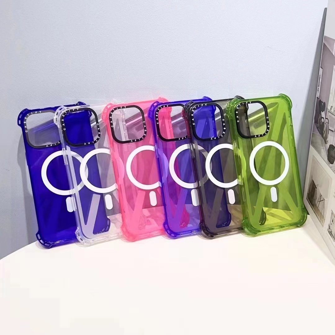 Phone Case for iPhone 15 Pro Max Durable Anti-Fall Magnetic Plain Color Mobile Cover with Enhanced Protection