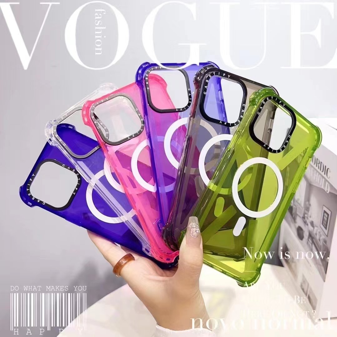 Phone Case for iPhone 15 Pro Max Durable Anti-Fall Magnetic Plain Color Mobile Cover with Enhanced Protection