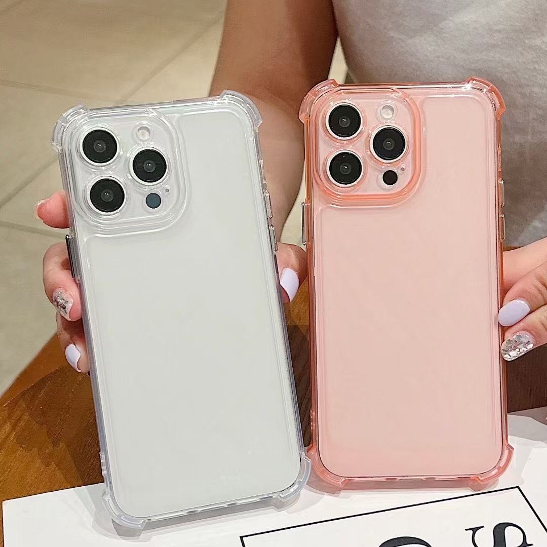 Cell Phone Protector Shockproof Mobile Phone Case for Iphone 14/13 Tpu Case Anti Drop Electroplated Button Mobile case