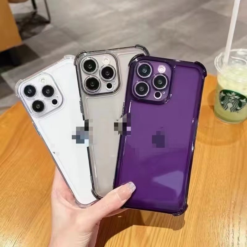 Cell Phone Protector Shockproof Mobile Phone Case for Iphone 14/13 Tpu Case Anti Drop Electroplated Button Mobile case