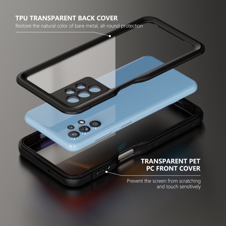 SHELLBOX IP68 Waterproof Hybrid TPU Phone Cover with Phone Screen Protector for Samsung Galaxy A13 A14 4G 5G A53 A03s A32 M32