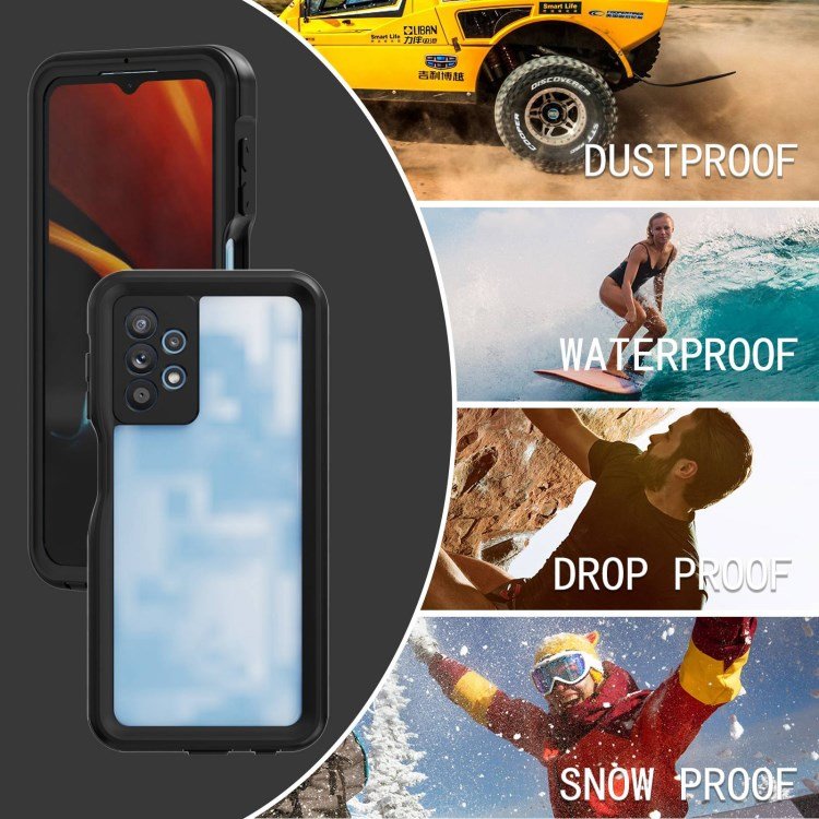 SHELLBOX IP68 Waterproof Hybrid TPU Phone Cover with Phone Screen Protector for Samsung Galaxy A13 A14 4G 5G A53 A03s A32 M32