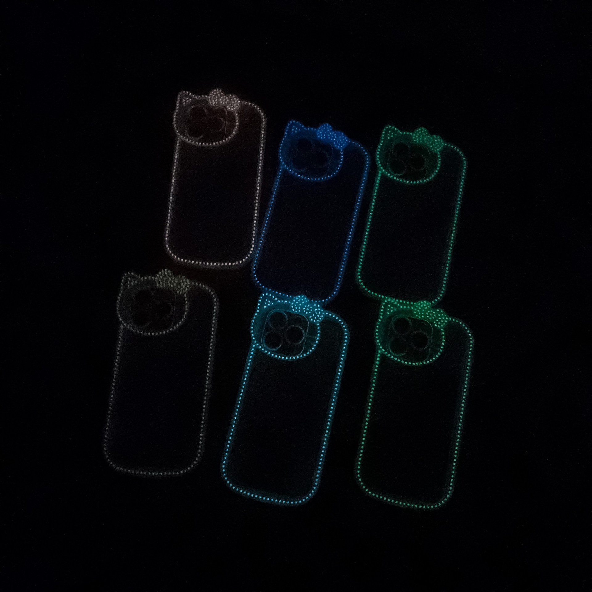 Noctilucent fluorescence Kitty cat bowknot clear mobile phone case for iphone 16 15 14 pro max shockproof Transparent back cover