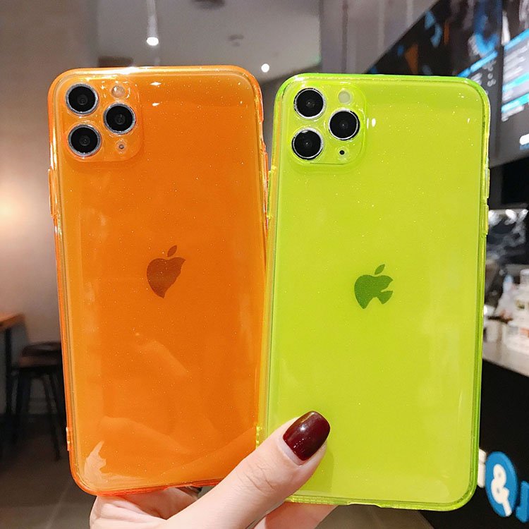 Durable Transparent Smart Phone Cover Fluorescent Neon Mobile Phone Case For iPhone 13 Pro 12 Max Xr Xs 11 Fashion Phone Shell