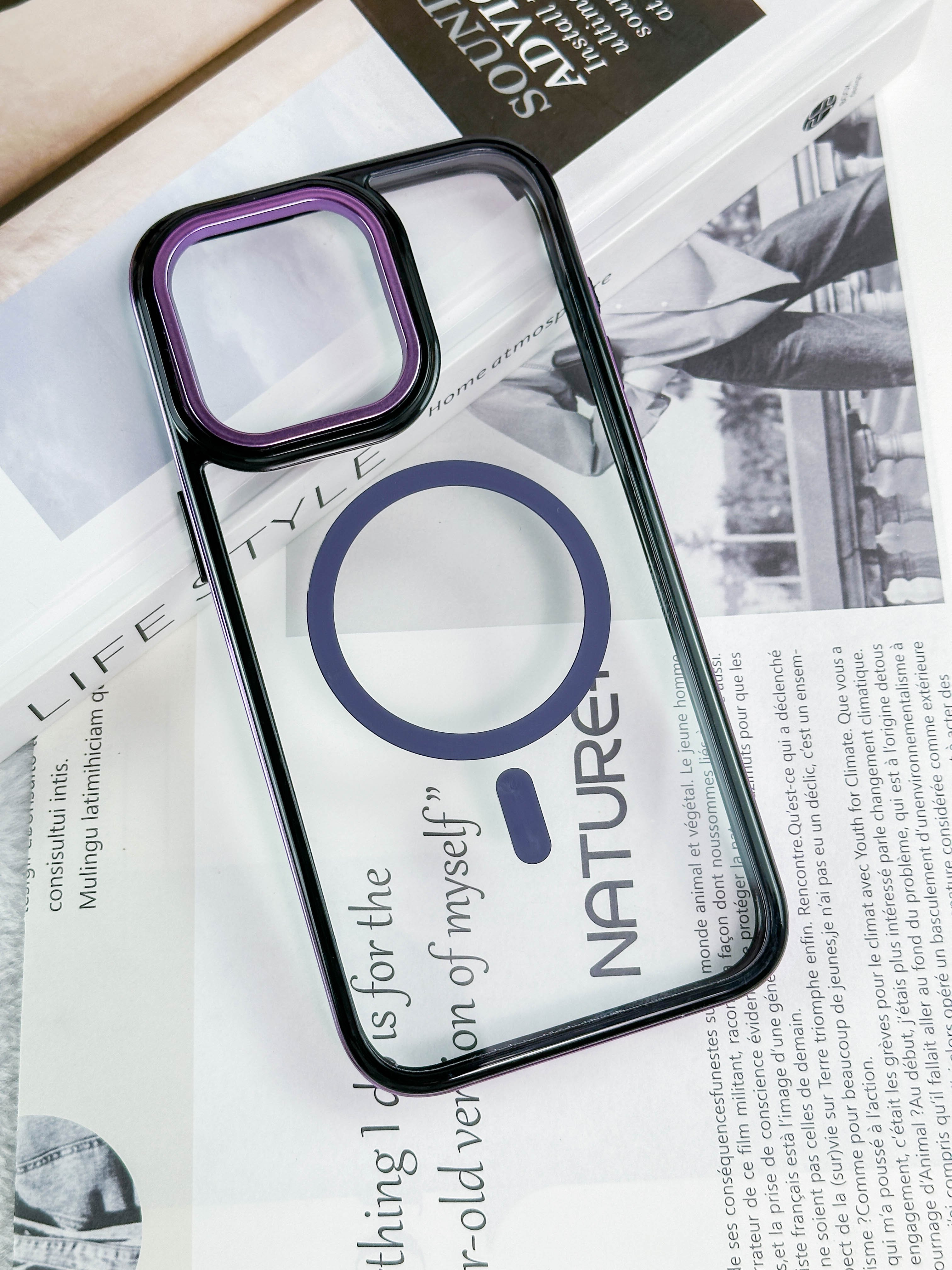 Elegant Charm 3 in 1 Electroplating High-Transparent Phone Case With Wireless Charger Magnetic For Iphone 12 13 14 15